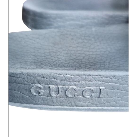 Gucci Logo Stripe Rubber Pool Slides Sandals Shoes Pre-owned Men's Size 9 No Box - Picture 6 of 9